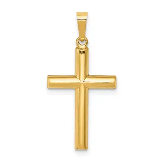 Diamond2Deal 14k Yellow Gold Hollow Cross Pendant