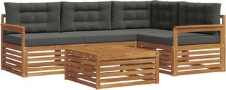 vidaXL Conjunto De Sof&aacute;s De Exterior 5 Uds. Natural Y Antracita Vidaxl