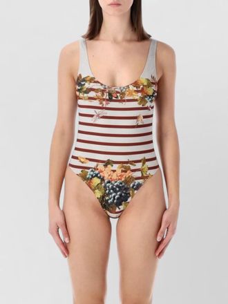 Jean Paul Gaultier striped grape-print one-piece swimsuit