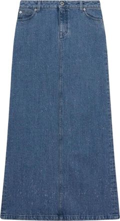 Halfboy Denim Maxi Rok met Laserbehandeling - Dames - Spijkerrokken - Blauw - W27 - Denim - Rokken