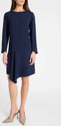 Santorelli Essie Shift Dress with Grommet Detail in Soft Crepe in Midnight at Nordstrom, Size 12