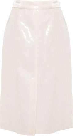 Alberta Ferretti sequin-embellished skirt - women - Polyester/Polyester - 42 - Neutrals