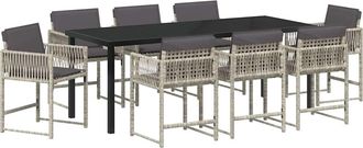 vidaXL Conjunto De Comedor De Jard&iacute;n 9 Uds. Gris Claro Rat&aacute;n Sint&eacute;tico Vidaxl