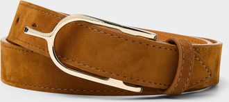 Maison Boinet Womens Metallic equestrian buckle nappa leather belt