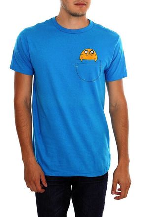 Adventure Time Mens Jake Pocket T-Shirt, Blue (Sapphire), XX-Large