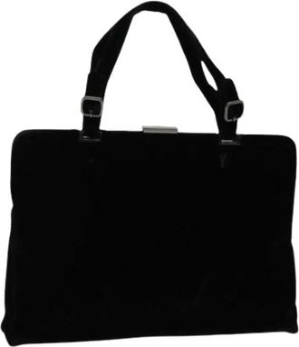 Prada Pre-owned Handbags, female, Black, Size: ONE SIZE Pre-owned Velvet Handbag
