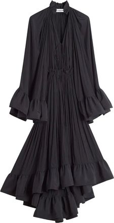 Lanvin Abito midi con ruches - Nero