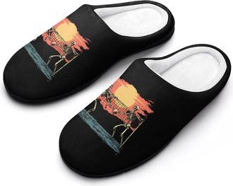 Generic Skeleton Playing Volleyball Cotton Slippers for Women Memory Foam Comfy House Shoes with Anti-Skid Rubber Sole