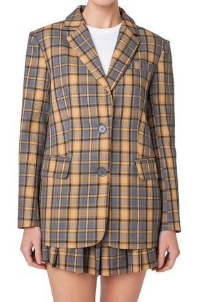 English Factory Plaid Blazer in Grey Multi at Nordstrom, Size X-Small
