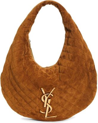 Saint Laurent Icare Quilted Suede Hobo Bag in Caramel Cognac at Nordstrom