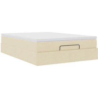 vidaXL Estructura De Cama Otomana Con Colch&oacute;n Tela Crema 140x190cm Vidaxl