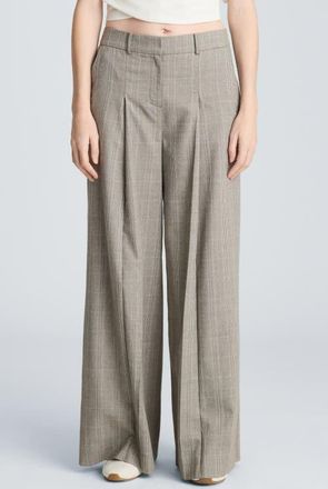 Kenneth Cole Double Pleat High Waist Wide Leg Pants in Lake Blue Multi at Nordstrom, Size 14