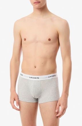 Lacoste Assorted 3-Pack Core Essentials Trunks in Nua Black/White-Silver Chine at Nordstrom, Size X-Large