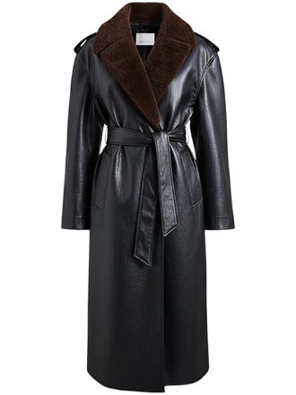 Frankie Shop Trench Coat With Contrasting Faux Fur Collar And Tailored Accents
