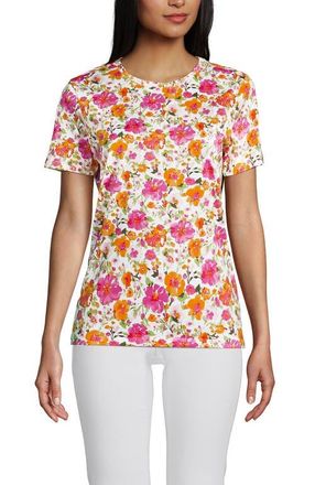 Lands End Relaxed Supima Cotton T-Shirt in White Multi Painted Blooms at Nordstrom, Size X-Large P
