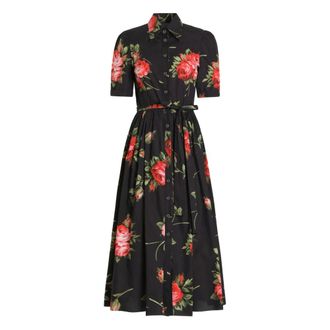 Dolce & Gabbana Shirt Dresses, female, Black, XS, Bouquet Rose Abito