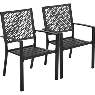 Yaheetech Homevive Juego De Sillas De Comedor De Metal Con Respaldo Para Jard&iacute;n Terraza Balc&oacute;n Patio Piscina Carga 136kg
