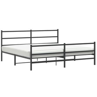Berkfield Home Metal Bed Frame without Mattress with Footboard&not;Black 193x203cm in Black | Size: 193x203 cm