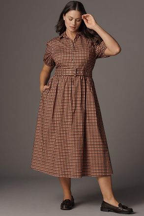 Hutch Parker Short-Sleeve Belted Midi Dress