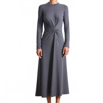 Apiece Apart Long Sleeve Volta Midi Dress In Heather Grey