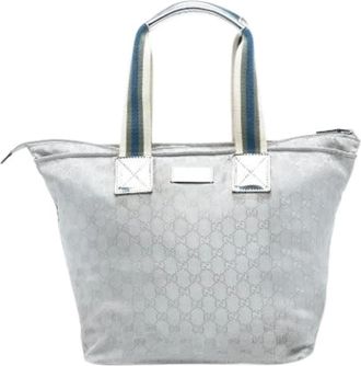 Gucci Pre-owned Tote Bags, female, Gray, Size: ONE SIZE Pre-owned Canvas Tote