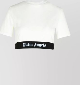 Palm Angels cotton logo cropped t-shirt