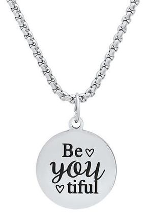 HMY Jewelry Stainless Steel Be You Tiful Pendant Necklace in Metallic at Nordstrom Rack