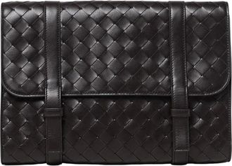 Bottega Veneta Tassen, Heren, Zwart, ONE Size, Leer, Gevlochten leren etui