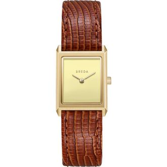 Breda Small Virgil Leather Strap Two-Tone Tank Watch, 20mm x 26mm in Gold at Nordstrom