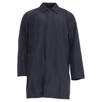 Carolina Herrera Collared Rain Jacket in Navy Blue Polyester