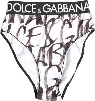Dolce & Gabbana Graphic Logo High Brief - Dames - Onderbroek - Wit - S - Polyester - Ondergoed