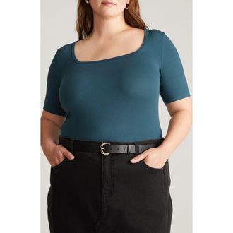 Universal Standard Foundation Short Sleeve Top in Teal Blue at Nordstrom, Size Xs