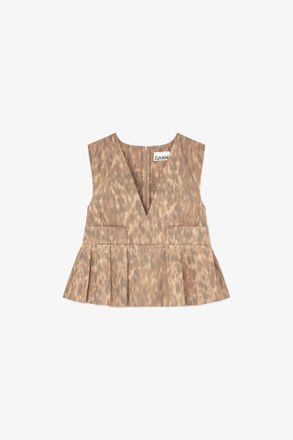 Ganni Burro Top in Printed Cotton - Size 10/12 Organic