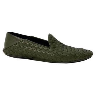 Bottega Veneta Pre-owned Mens Intrecciato Convertible Slip-On Loafers in Olive Leather - Size EU 40