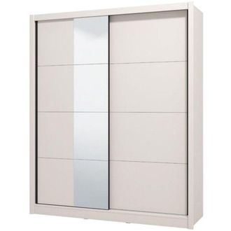 Dmora Guardaroba Grande Manfredi, Armadio Camera da Letto 5 Ripiani, Appendiabiti, 2 Ante, 180x215.5h cm Bianco Crema