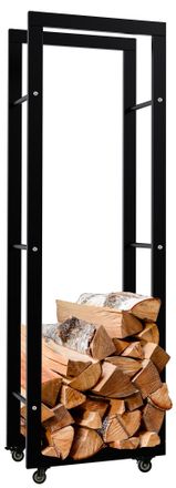 Clp Soporte Para Le&ntilde;a Keri Con Ruedas Negro 25x40x125 Cm
