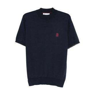 Brunello Cucinelli Embroidered-logo Knitted T-shirt