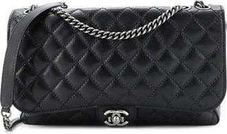 Chanel CC Push Lock Flap Bag Stitched Calfskin Jumbo shoulder bag - Zwart