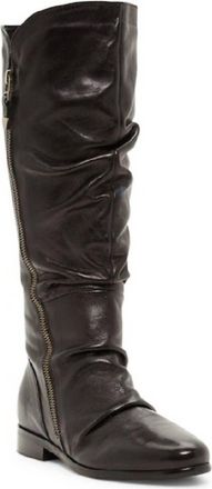 Catherine Malandrino Womens Annabelle Ruched Leather Tall Riding Boots In Black
