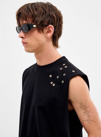 Djab Mens Metal eyelet muscle Tee Shirt Imported from Seoul