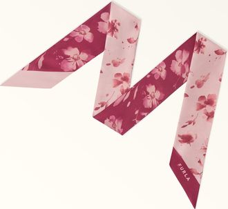 Furla Metropolis Bandeau Toni Cloudy Pink Pink Silk Twill With Floral Dots Print Woman