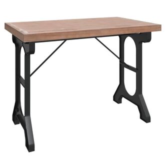 Berkfield Home Dining Table 110x65x82 cm Solid Wood Fir & Iron in Brown | Size: 110 x 65 x 82 cm