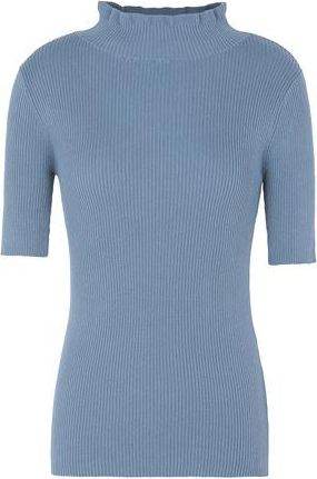 8 by YOOX RIB-KNIT RUFFLED MOCKNECK S/SLEEVE TOP