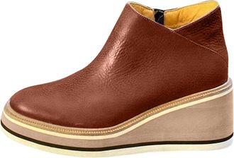 Generic Fall Wedge Booties for Women Uk Womens Ankle Boots Casual Round Toe Leather Platform Wedge Booties Fall Winter Lightweight Comfortable Chunky Bottom H