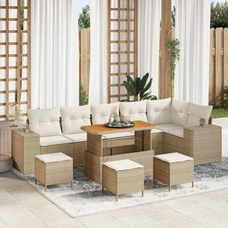 vidaXL Conjunto De Sof&aacute; De Jard&iacute;n 10 Pcs Beige, Crema 110 X 55 X 71 Cm Vidaxl