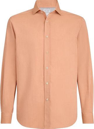 Brunello Cucinelli Poplin shirt in Apricot at Nordstrom, Size Xxx-Large Eu