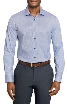 W.R.K Reworked Slim Fit Purple Medallion Print Cotton Dress Shirt in White/Purple at Nordstrom, Size 17.5 - R