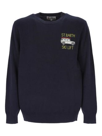 MC2 Saint Barth embroidery crew-neck sweater - men - Wool - L - Blue