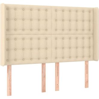 vidaXL Cabecero Con Orejas De Tela Color Crema 147x16x118/128 Cm Vidaxl