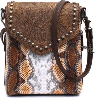 M&F Western Products Womens Python Concealed Carry Messenger Bag In Brown